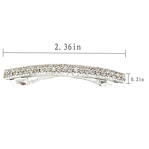 Small Sparkly Rhinestone Bling Hair Clips Silver Metal Rectangular Spring Hair Barrettes Hair Accessories Crystal Ponytail Holder Side Clips For Women Girls #TOP3
