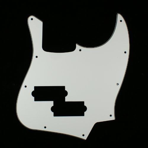 (E81) Custom 3Ply Guitar Pickguard Fits Black Top Jazz Bass with PB Pickup hole ,White