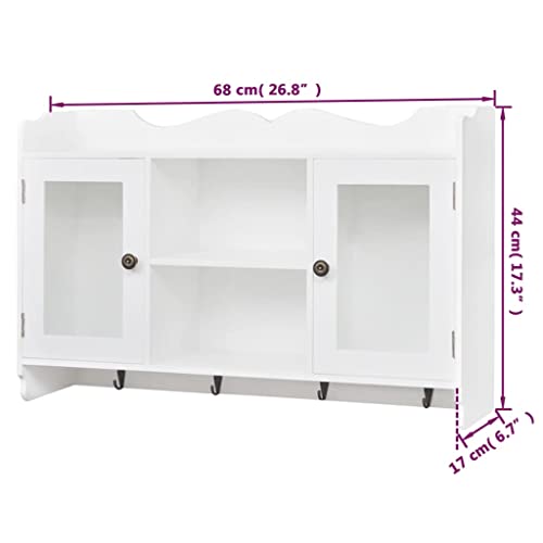 vidaXL Armario/Vitrina Material MDF de Pared para Libros/DVD/Cristalería Blanco