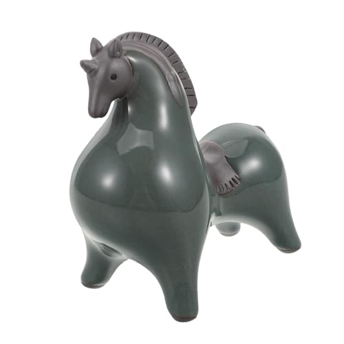 PRETYZOOM Escultura de Caballo de Porcelana Vintage Figura Animal Decorativa de Cerámica para Escritorio Estantería y Mueble Bar Adorno de Oficina y