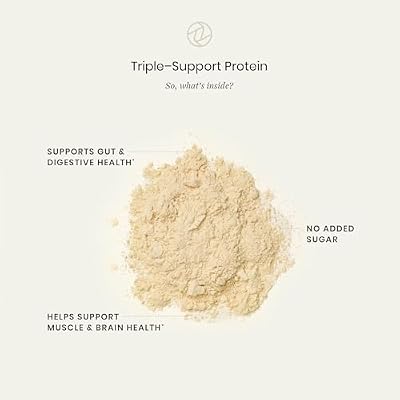 Perelel Triple-Support Plant Based Protein Powder, Creamy Vanilla, 20g Vegan Protein Powder, 3g Creatine Monohydrate, 5g Prebiotic Fiber per Serving, Dairy Free, No Sugar Added, 15 Day Supply