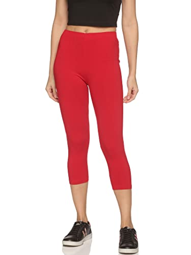 Image of OUTFLITS Women's Knee-Length Cotton Spandex Essential Capri Stretchy Leggings |Small - 2XL Adult |Yoga Leggings, Workout, Gym, Running 3 /4th Leggings for Women(OFLLC)