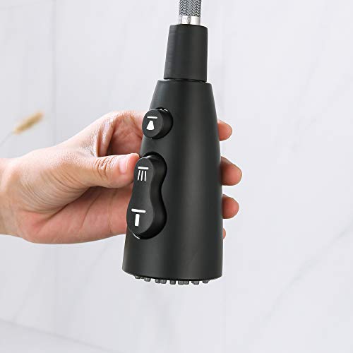 Amazing Force Pull Out Spray Head For Kitchen Faucet,3-Function Pull Down Kitchen Sink Spray Nozzle Faucet Head Replacement Part Kitchen Tap Matte Black #TOP17