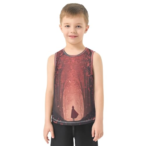 Hooded Figure Crimson Boys Tank Tops Quik Dry Toddler Tank Top Undershirts T-Shirts for Sports,3T2