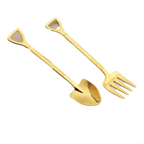 Cuchara pequeña y elegante de estilo gourmet, de acero inoxidable 304 (dorado)