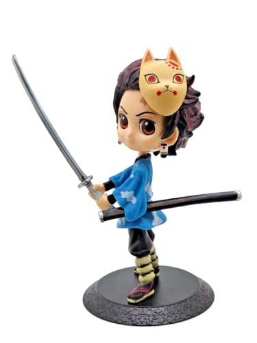 Image of Demon Slayer Kimetsu no Yaiba 6 inch in Action Figure| Lightweight Attractive Durable Toy Figures for Home Decors Office Desk and Study Table - TANJIRO with Mask
