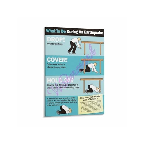 Home Safety Preparedness Chart Metal Sign Earthquake Emergency Tips Checklist Reference for School Bedroom Wall Decor 8 X 12 in
