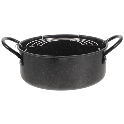 HAKIDZEL 1 Set Style Tempura Frying Pot Deep Fryer Pan with Detachable Oil Drainer Rack Non Stick Surface for Easy Cleaning for Various Fried Foods