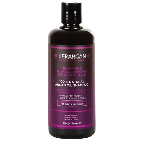 Kerargan - Champú Disciplinante con Aceite de Argán para Cabellos Indisciplinados, Secos y Rizados - Combate el Encrespamiento, Desenredante - Sin Sulfatos, GMO, Silicona, Aceite Mineral - 500ml