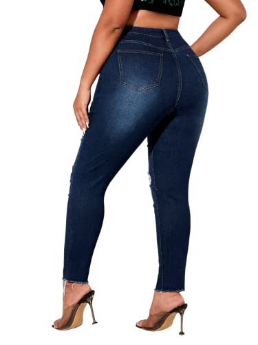 Jack David Womens Super Plus Size Ripped Destroy Denim Distressed Skinny Jeans Stretchy Pants2