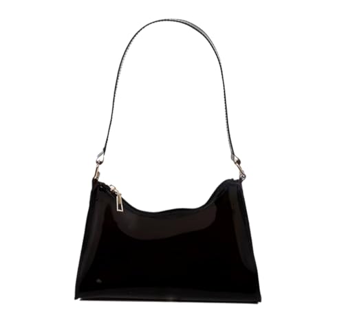 Stadium Approved Clear Shoulder Bags for Women, Clear Purse Stadium Approved,PVC Clear Shoulder Bag,Clear Bag for Concerts, Black