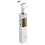 EBTOOLS Badezimmerschrank, Weiß Schlank Schlafzimmer Schränke Toilettenmöbel Holz Regal Lagerregal für Wohnzimmer Küche Flur, 80 × 15,5 × 15,5 cm
