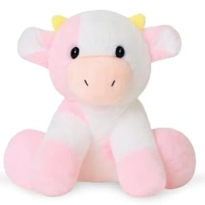 Pink Cow Stuffed Animal Cute Hug Cow Plushies, Soft Strawberry Cow Throw Pillow, Cartoon Cow Plushie Decoration Gift for Boys Girls(8 Inch)