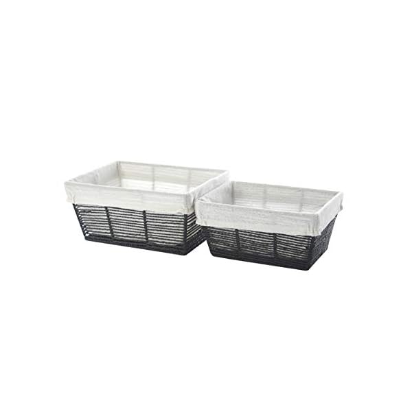   Urban-Lifestyle-Set-of-2-Stackable-Farmhouse-Organizer-Storage-Bins-Shelf-Baskets-with-Fabric-Liner-Black