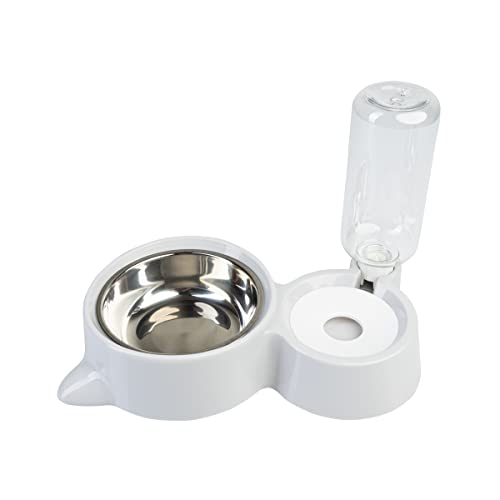 WUFY Hundenapf mit Wasserspender Futterstation für Hunde und Katzen Trinknapf für Kleine und Mittelgroße Hunde und Katzen Futterschüssel Grau 30 x 17 x 21 cm Cover