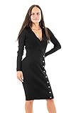 GUESS Damen Strickkleid knöpfe vorne, Alexandra Dress S, W2BK39Z2V42-JBLK, Schwarz, M