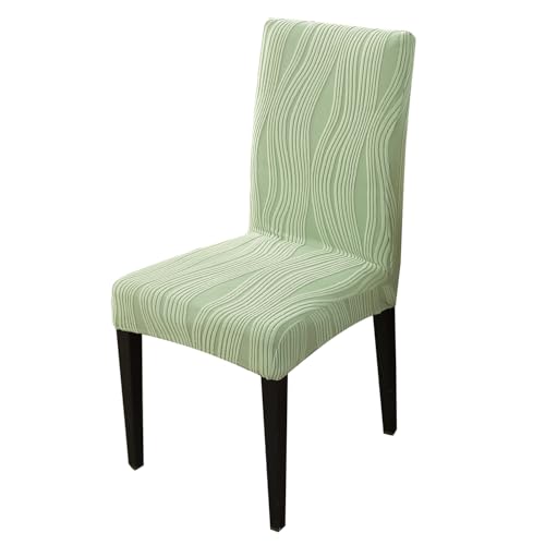 Image of HOKIPO 200 GSM Stretchable Knitting Jacquard Chair Cover Set of 1,'Nestiva Series' Pastel Green (AR-6072-GRN)