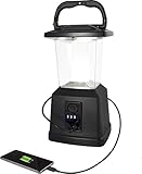 Enbrighten LED Rechargeable Lantern, 11”, USB Power Bank, 4400mAh, 650 Lumens, Dimmable, 405 Hours of Run Time, Ideal for Camping, Outdoor, Emergency Weather, Storms, Black, 43934