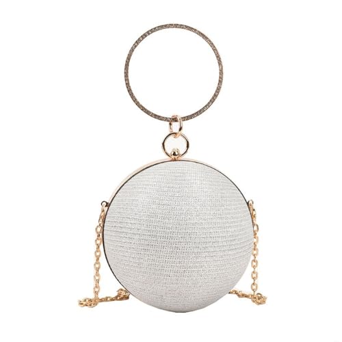 Sac à main rond en métal pour femme - Pochette rigide de soirée unie