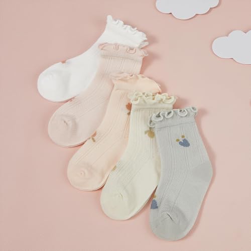 American Trends Baby Girls Socks Infant Ruffle Sock Toddler Dress Socks for Girls Summer Frilly Socks Kids Crew Socks2