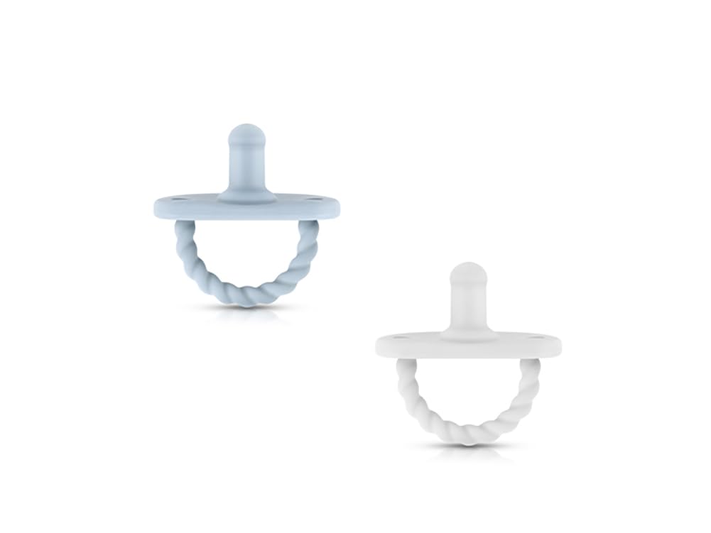 Sweetie Pacifier Soother Baby Silicone Baby Pacifier Soft Silicone Certified BPA Free Set of 2 (White-light blue)