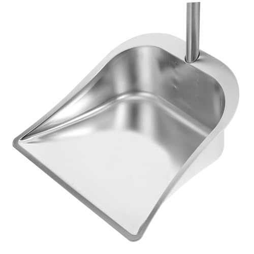 PRETYZOOM Edelstahl Kehrschaufel mit Langem Stiel Rostfrei Ergonomische Reinigungsschaufel für Küche und Haushalt Stoop Design für Müheloses Aufkehren und Enge Ecken Robust und Langlebig