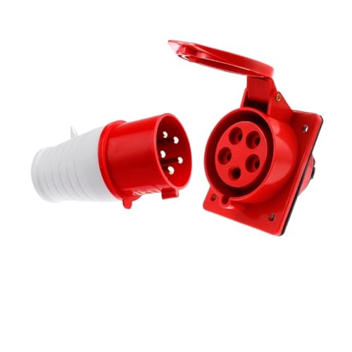 Connecteur mâle et femelle étanche 5 trous 32A pour câble aéronautique montage oblique - 2