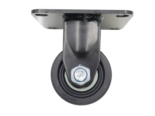 Casoter Single 2.5 Inch Black Low Gravity Center Nylon Caster,50Mm Extra Width Hi-Temp Nylon Wheel Top Plate Rigid W/O Brake Heavy Duty Double Ball Bearing Caster,1100Lbs/500Kg Load Capacity #TOP4