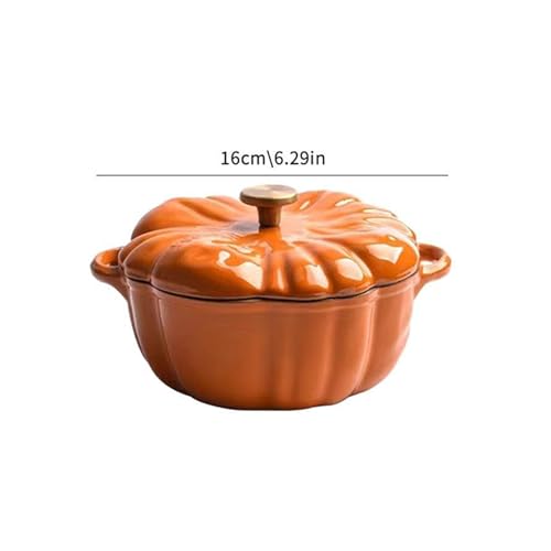 Casserole en fonte émaillée avec couvercle - Jolie cocotte en forme de - Bol à soupe mignon pour four, lave-vaisselle, micro-ondes – Image 6