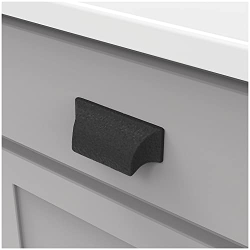 Hickory Hardware 5 Pack Solid Core Kitchen Cabinet Pulls, Luxury Cabinet Handles, Hardware for Doors & Dresser Drawers, 3-3/4 Inch (96mm) Hole Center, Black Iron, Mountain Lodge Collection by Hickory Hardware - Image 4