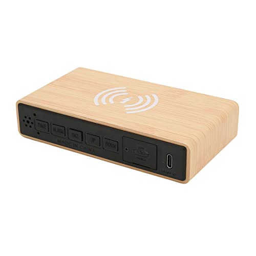 Reloj de carga digital de madera, reloj despertador digital LED de madera de 3 niveles de intensidad de 12/24 horas para dormitorio