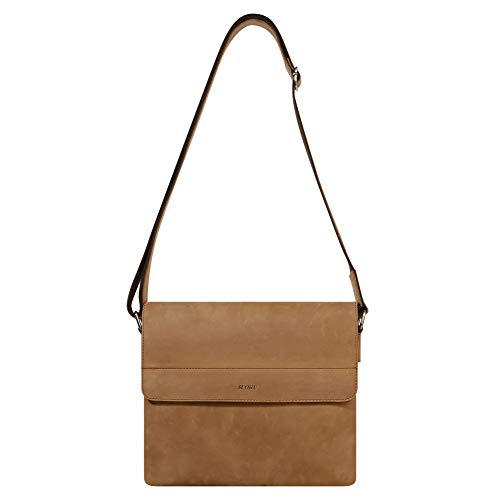 SUOHU Men's Leather Shoulder Bag Business Retro Messenger Bag IPad/Tablet Messenger Bag (For 10.5-Inch IPad Pro) (Light coffee)