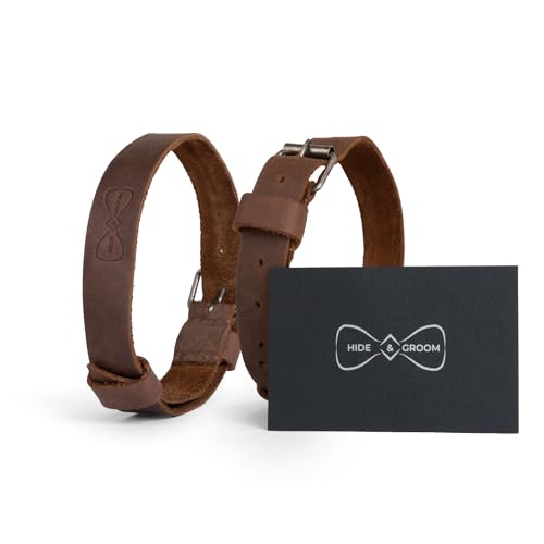 Image of Hide & Groom, Set of 2 Sleeve Garters for Men, Adjustable Straps for Arm Shirt, Anti-Slip Armbands, Full Grain Leather