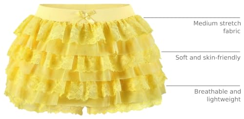 Image of Women Y2K Lace Multi-Layered Bloomers Lolita Ruffle Shorts Cute Mini Skirt | Tiered layers, elastic waist, pumpkin pants, for rave party /country concert /festival