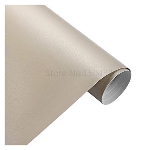 YMYGCC Covering Carbone 30x100cm Motif en Cuir PVC Vinyle adhésif Film Autocollants Changement imperméable Couleur décoration Decal Vinyle Wrap Auto Moto 671 (Color Name : Beige, Size : 50x200cm) Cover