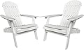 BSTOPHKL Adirondack Chair - Set of 2 Folding Wooden Adirondack Lounger Chair, Outdoor All-Weather Fire Pit Chairs Seating Accent Furniture Wood Chairs for Garden Backyard Lawn (White)