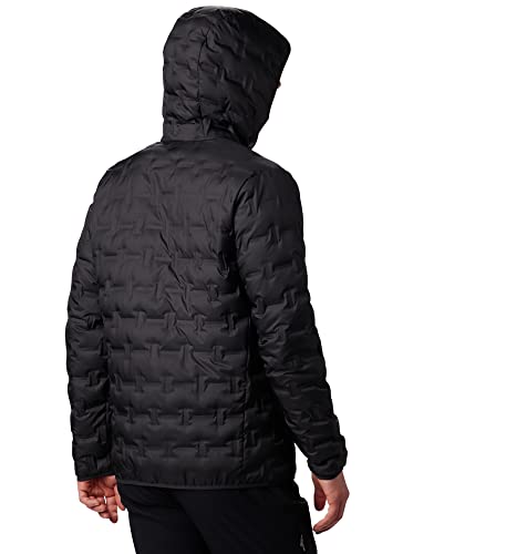 Columbia Men's Delta Ridge Down Hooded Jacket, Hooded Puffer Down Jacket, Black, Size XXL