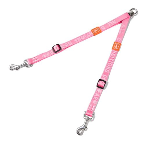 HOWGO Double Dog Leash Tangle-Free 360 Swivel(Pink Std M-L Splitter)