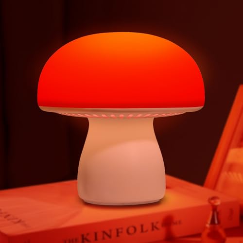 Image of illuwise Red Night Light, Mushroom Lamp for Sleep & Relaxation, Dimmable 630nm Red Light with Timer, Touch Control for Bedroom Nursery Yoga, Promotes Melatonin, Portable Wireless for Adults Kids
