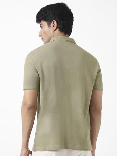 Image of Urbano Fashion Men's Textured Regular Fit Half Sleeve Cotton Polo T-Shirt