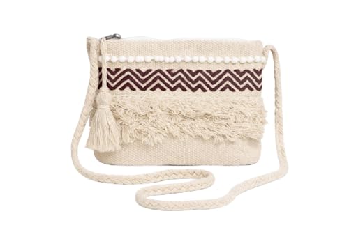 Image of Boho sling bags, Handmade Cotton shoulder bag, Handbags for Women, tote bags for women, cotton bags for women, Boho-Chic Cotton Crossbody Tote With Tassels, Shoulder Bag For Everyday Use