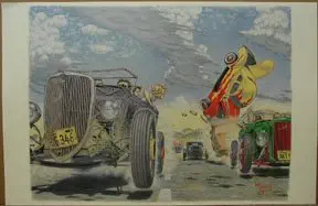 Hot Rod Race Lithograph