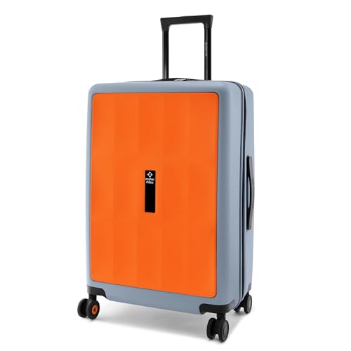 Image of Nasher Miles Zanzibar TSA Lock Hard-Sided Polycarbonate 8 Wheels Double Spinner Check-in Luggage Orange Grey 24 inch |65cm Trolley Bag| Suitcase,Medium