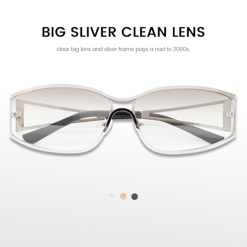 JiSoo Y2K Sunglasses for Women Cool Silver Sunglasses - 2000s Clear Glasses Rave Festival Accessory2