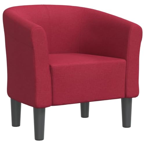 vidaXL Fauteuil Cabriolet, Chaise avec Accoudoirs, Canapé avec Dossier, Siège Rembourré, Meuble de Salon Chambre Bureau, Rouge Bordeaux Tissu