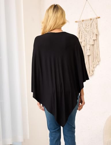 Ferand Women's Lightweight Poncho Tops Versatile Buttoned Shawl Wraps for Spring Summer4