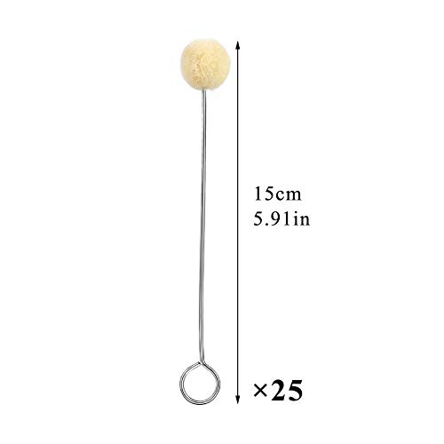 BUTUZE 25 Pcs Wool Daubers, Wool Daubers Ball Brush, Leather Dye Tool with Metal Handle, Natural Bristles, Ideal for Leather Dyes, DIY Crafts Projects