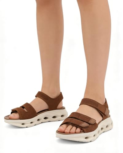 Image of UBFEN Womens Comfortable Walking Sandals with Cushioned Sole | Non-Slip Rocker Bottom, Arch Support, Adjustable Straps, Lightweight Water Sport Platform Summer