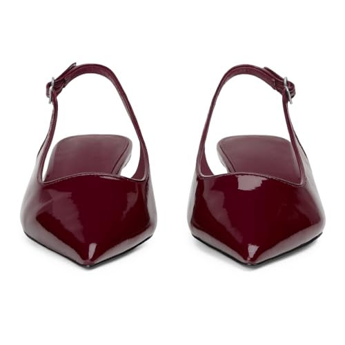 Image of KysBloes Pointed Toe Slingback Kitten Heels for Women Low Heel Pointed Toe Pumps Formal Dress Shoes Sling Back Heels