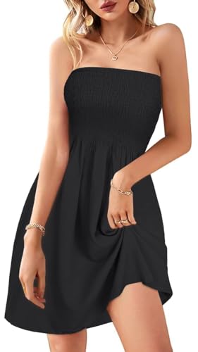 Image of Summer Dress for Women Beach Boho Strapless Cover Ups Off Shoulder Floral Sundresses